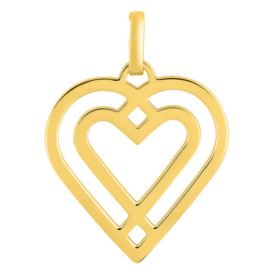 Pendentif Coeur Double, Or jaune 750 - Emanessence