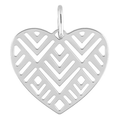 Pendentif Coeur Chevron, Argent - Emanessence