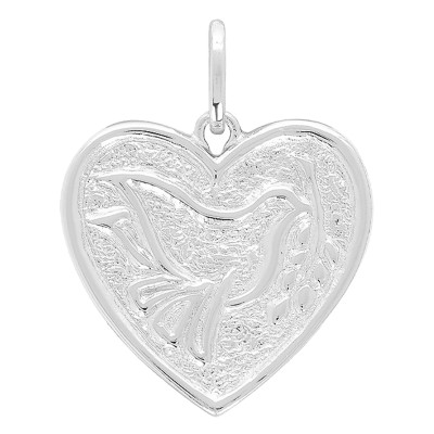 Pendentif Coeur Colombe, Argent - Emanessence