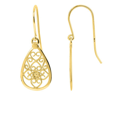 Boucles d'oreilles Filigrane, Plaqué Or Jaune - Emanessence