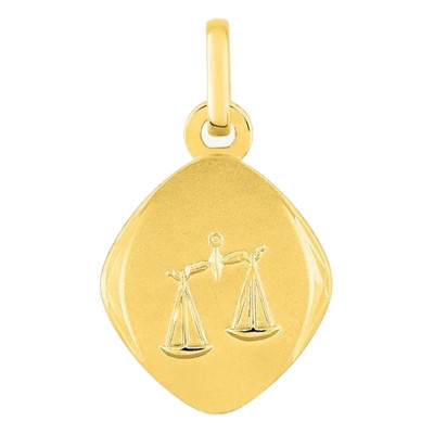 Médaille Signe Astrologique Balance, Or Jaune 750 - Emanessence