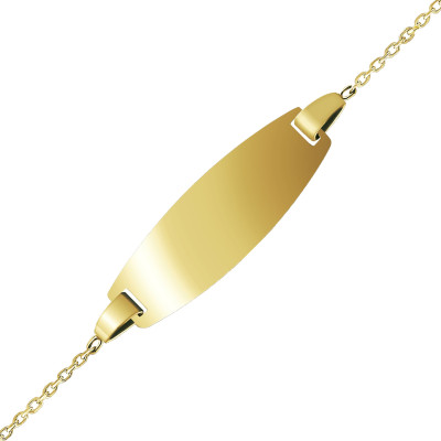 Gourmette Enfant Plaque Tonneau Or Jaune, 12 à 14 ou 14 à 16 cm - Bambins