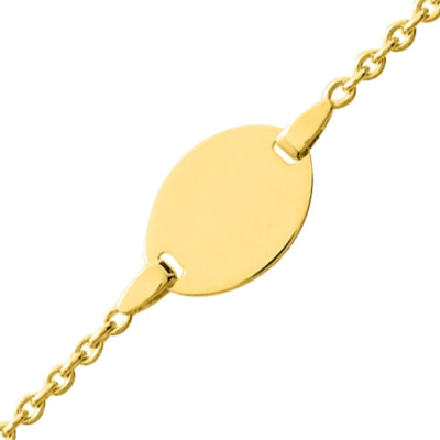 Gourmette Enfant Ovale Maille Forçat, Plaqué Or Jaune, 15 cm - Bambins