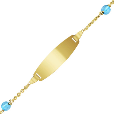Gourmette bébé Plaque Tonneau Coeur Topazes & Or Jaune 375, 12 à 14 cm & 14 à 16 cm - Bambins