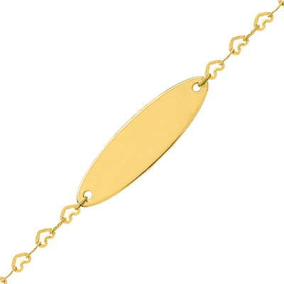 Gourmette Enfant Maille Coeur, Or Jaune 750, 12 à 14 cm - Bambins