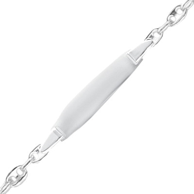 Gourmette bébé Grain de Café & Plaque, Argent 925, 13 à 15 cm - Bambins