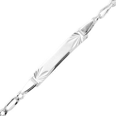 Gourmette Maille Cheval Alternée & Plaque, Argent 925, 13 à 15 cm - Bambins