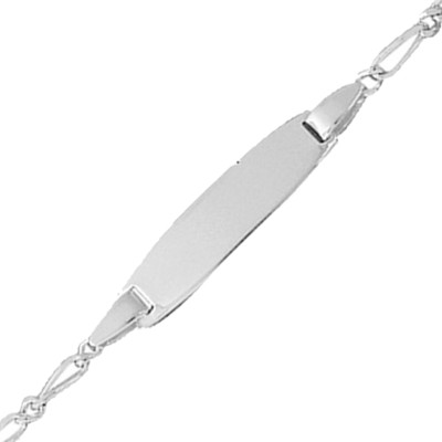 Gourmette Maille Cheval Alternée à Plaque, Argent 925, 13 à 15 cm - Bambins