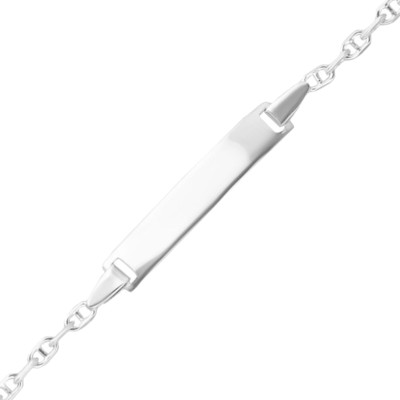 Gourmette Enfant Plaque Rectangulaire & Maille Marine, Argent 925, 13 à 15cm - Bambins