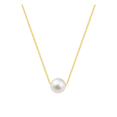 Collier Perle Blanche 8 mm , Or jaune - Emanessence