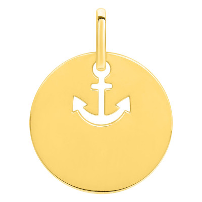 Pendentif Jeton motif ancre, Or jaune - Emanessence