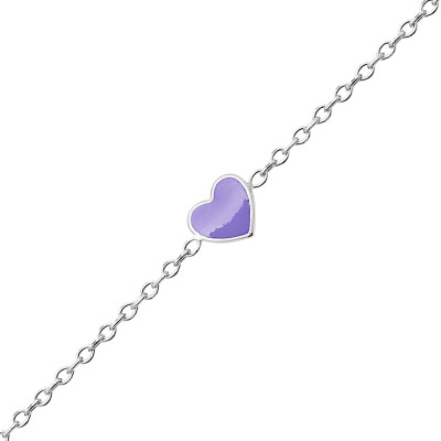 Bracelet Cœur, Laque Violette & Argent Rhodié 925 - Bambins