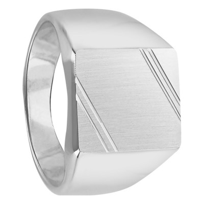 Chevalière Rectangulaire Rainurée, Argent 925 - Imperium