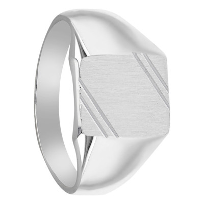 Chevalière Plateau Rectangulaire & Motifs, Argent 925, 9x11 mm - Imperium
