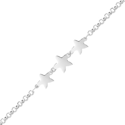 Bracelet Trois Etoiles, Argent Rhodié 925, 17 à 20cm - Emanessence