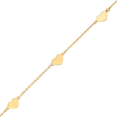 Bracelet Trois Coeurs, Or Jaune 375 - Bambins