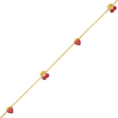 Bracelet Enfant Fruité, Or jaune 750 & Email rouge - Bambins
