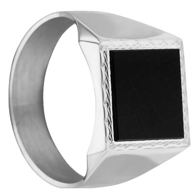 Chevalière Carrée Onyx 13 x 13 mm, Or blanc 375 - Imperium