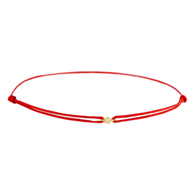Bracelet Cordon Rouge Diamant, Or Jaune 750 - Aurora