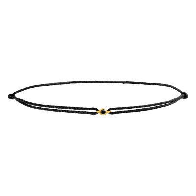 Bracelet Cordon Noir Diamant Noir, Or Jaune 750 - Aurora