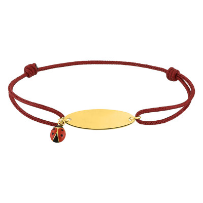Bracelet Cordon Personnalisé Coccinelle, Or jaune 750 - Bambins