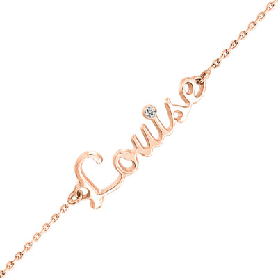 Bracelet Prénom Diamant, Or rose 375 - Rosatella