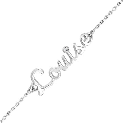 Bracelet Prénom Diamant, Or blanc 750 - Rosatella