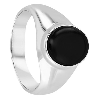 Chevalière Onyx noir & Argent 925, 9x11 mm - Imperium