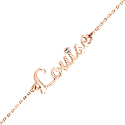 Bracelet Prénom Diamant, Or rose 750 - Rosatella