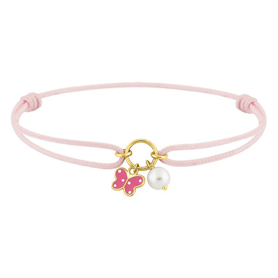 Bracelet Cordon Papillon, Or jaune 750 & Émail - Bambins