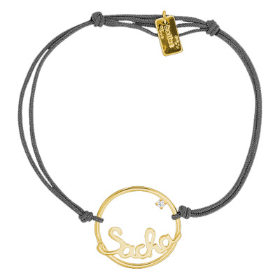 Bracelet Cordon Prénom 18 mm, Or jaune 375 - Scarlett or Scarlett