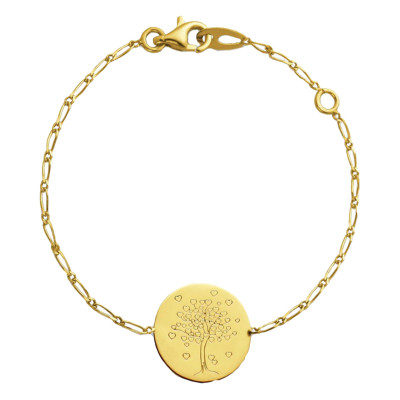 Bracelet Médaille Arbre De Vie Coeurs, Or Jaune 750 - Augis