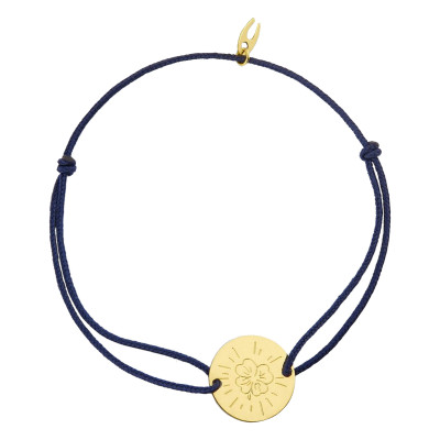 Bracelet Cordon Médaille Trèfle, Or Jaune 750, 14mm - Augis