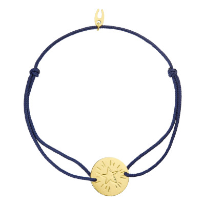 Bracelet Cordon Médaille Etoile, Or Jaune 750, 14mm - Augis