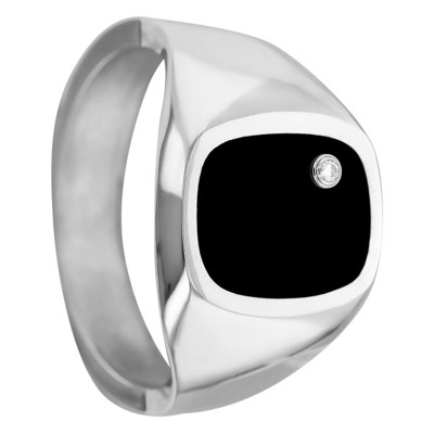Chevalière Onyx Zircon, Argent Massif - Imperium