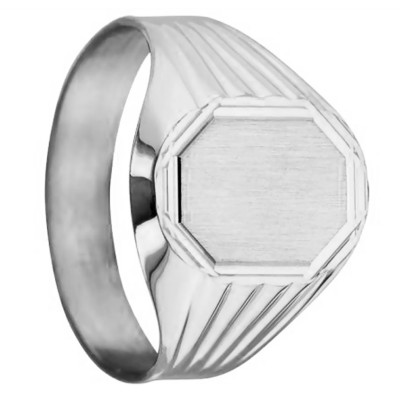 Chevalière Octogonale 11 x 13 mm, Or blanc 750 - Imperium