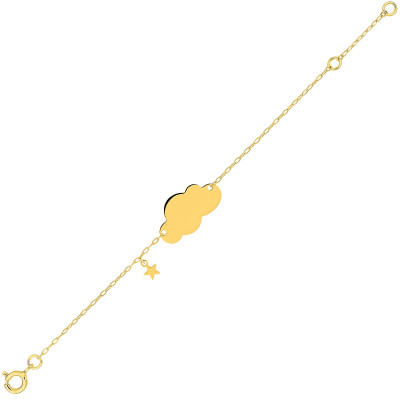 Gourmette bébé nuage & nuage, Or Jaune 375, 14cm - Bambins