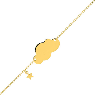 Gourmette bébé nuage & nuage, Or Jaune 375, 14cm - Bambins