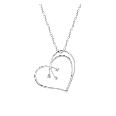 Collier Coeur Trilogie, Argent 925 & Oxyde, 43cm - Emanessence