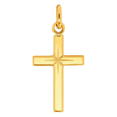 Croix à l'Etoile, Or jaune 750, 12x23mm - Emanessence