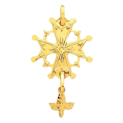 Croix Protestante, Or jaune 750, 15x26mm - Emanessence