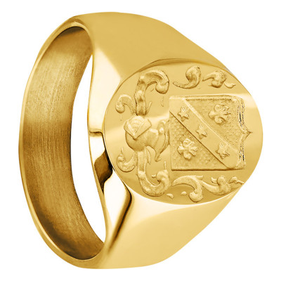 Chevalière gravure héraldique armoiries, Or jaune 750 - Imperium
