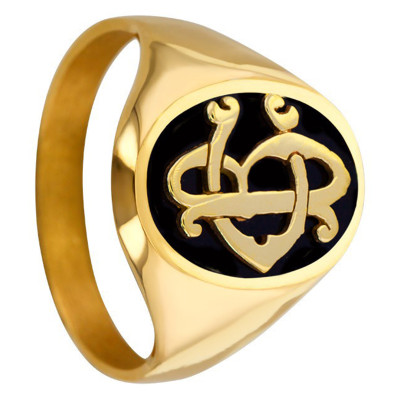 Chevalière Onyx noir & lettres soudés, Or jaune 375 - Imperium