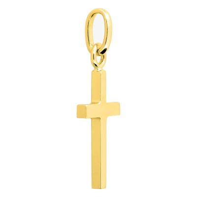 Croix Section Carrée, Or Jaune 750, 10x22mm - Emanessence