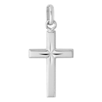 Croix au centre étoilé, Or blanc 750 - Emanessence