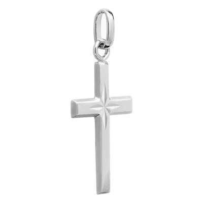 Croix au centre étoilé, Or blanc 750 - Emanessence