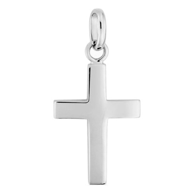 Croix rectangle, Or blanc 750, 14x23mm - Emanessence