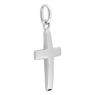 Croix rectangle, Or blanc 750, 14x23mm - Emanessence