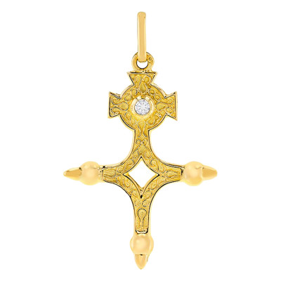 Croix du Sud diamantée, Or jaune, 28x22mm - Lucas Lucor