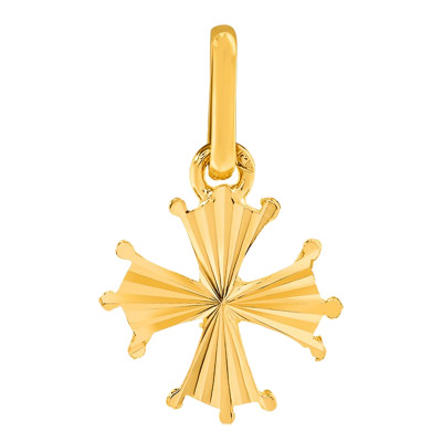 Croix Occitane lapidée, Or jaune, 12x12mm - Lucas Lucor